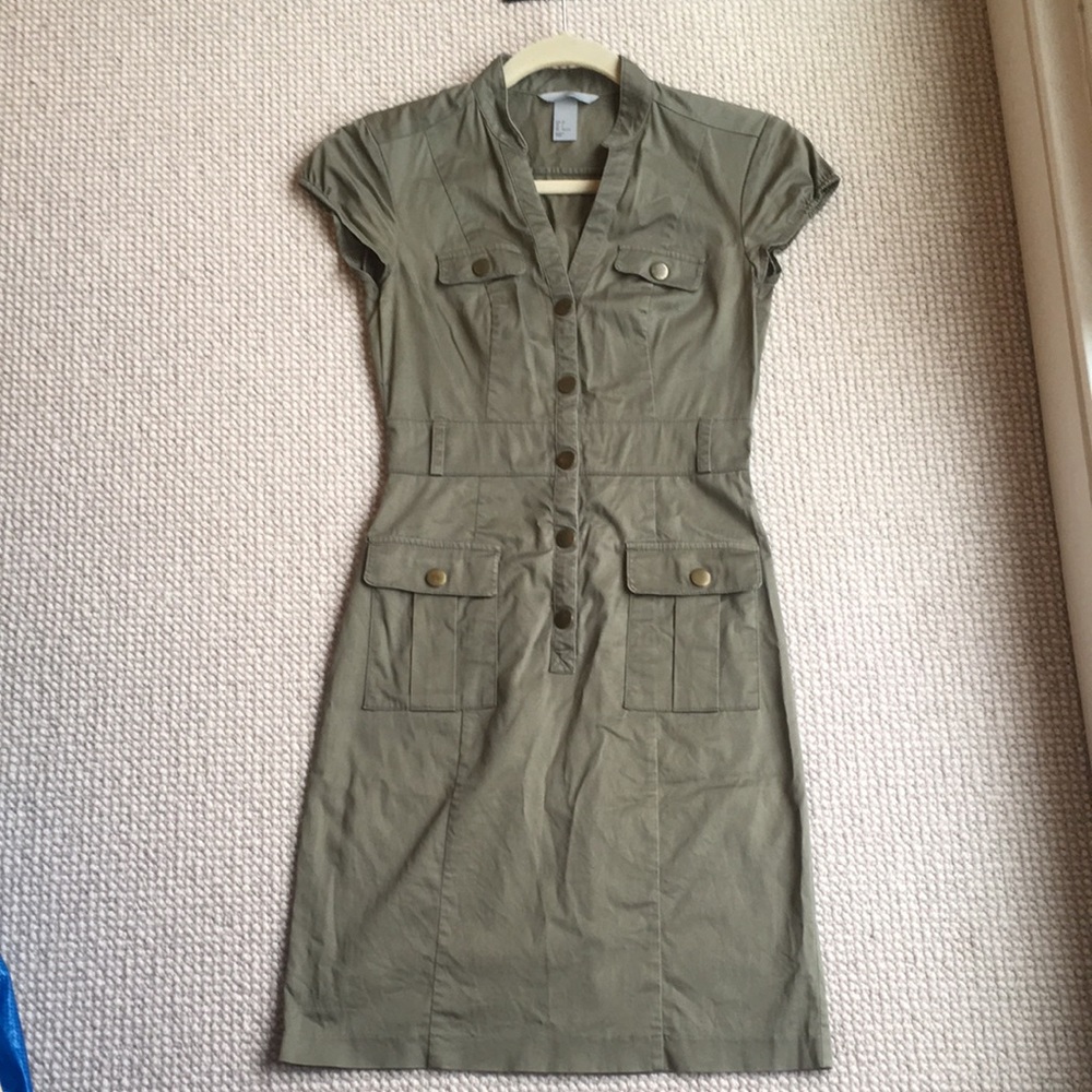 Military style cotton sheath dress